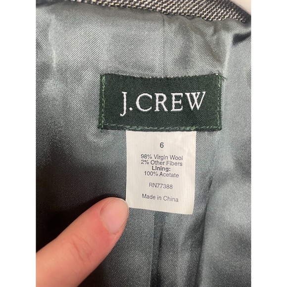 J.Crew Sz 6 Metallic Virgin Wool Jacket Gray Peter Pan Collar Button Front Lined - Picture 6 of 8